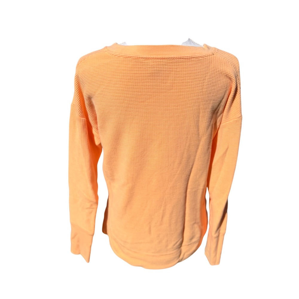 Athleta Women's Peach Orange Waffle Knit Thermal Pullover Sweatshirt Size Small